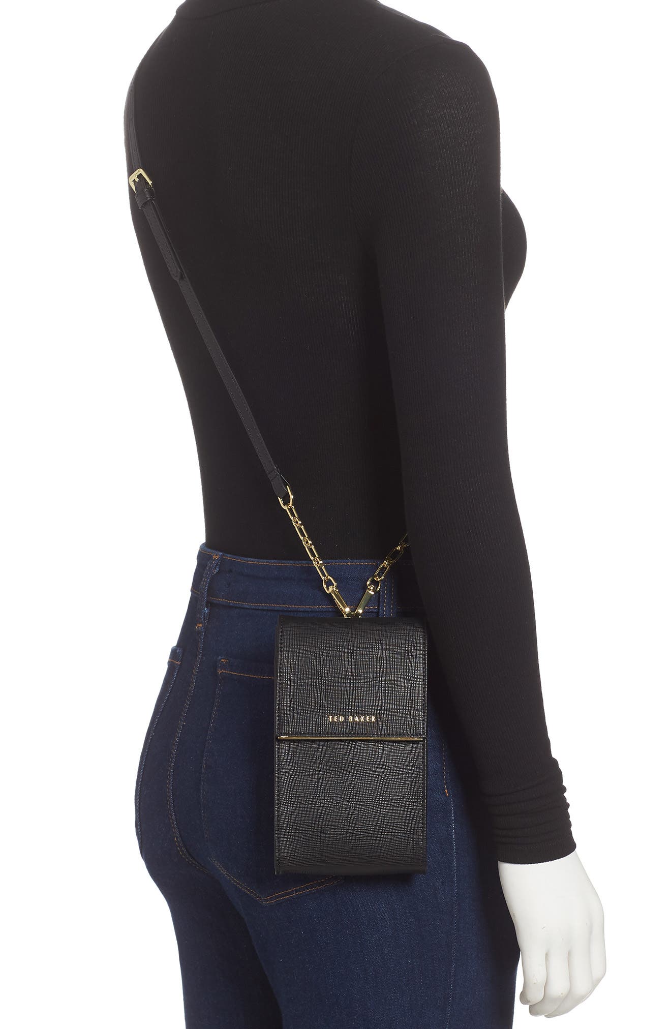 Ted Baker London Geriee Saffiano Leather Phone Crossbody Bag, Alternate, color, 