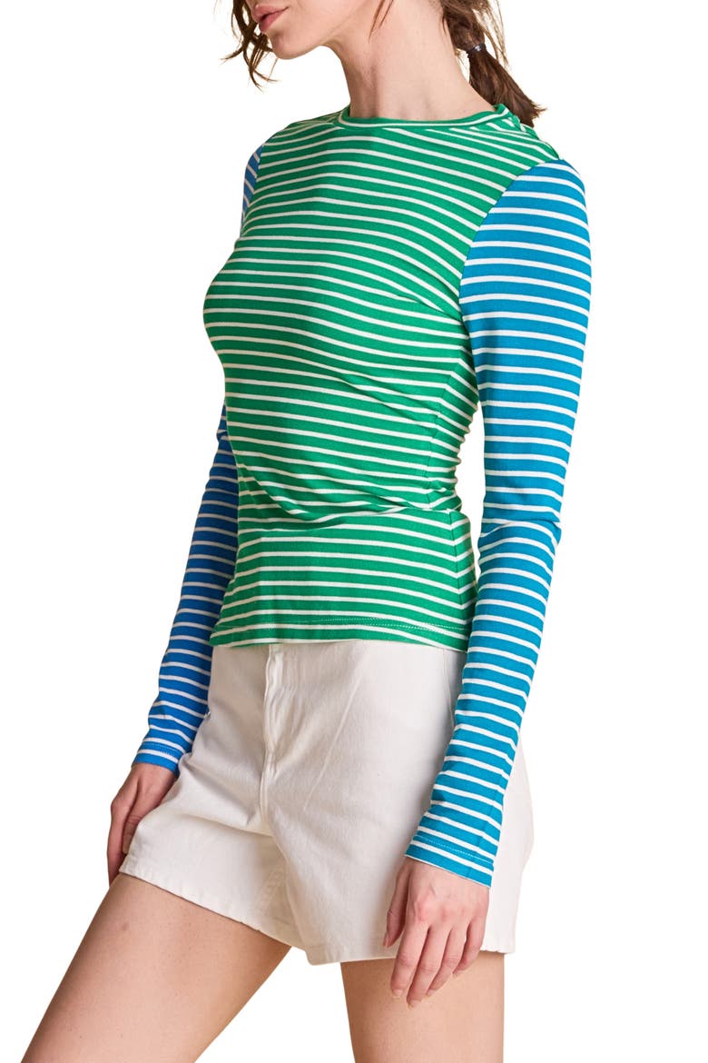 Colorblock Stripe Long Sleeve T-Shirt, Alternate, color, GREEN MULTI