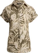 Lauren Ralph Lauren Tropical Print Short Sleeve Linen Shirt