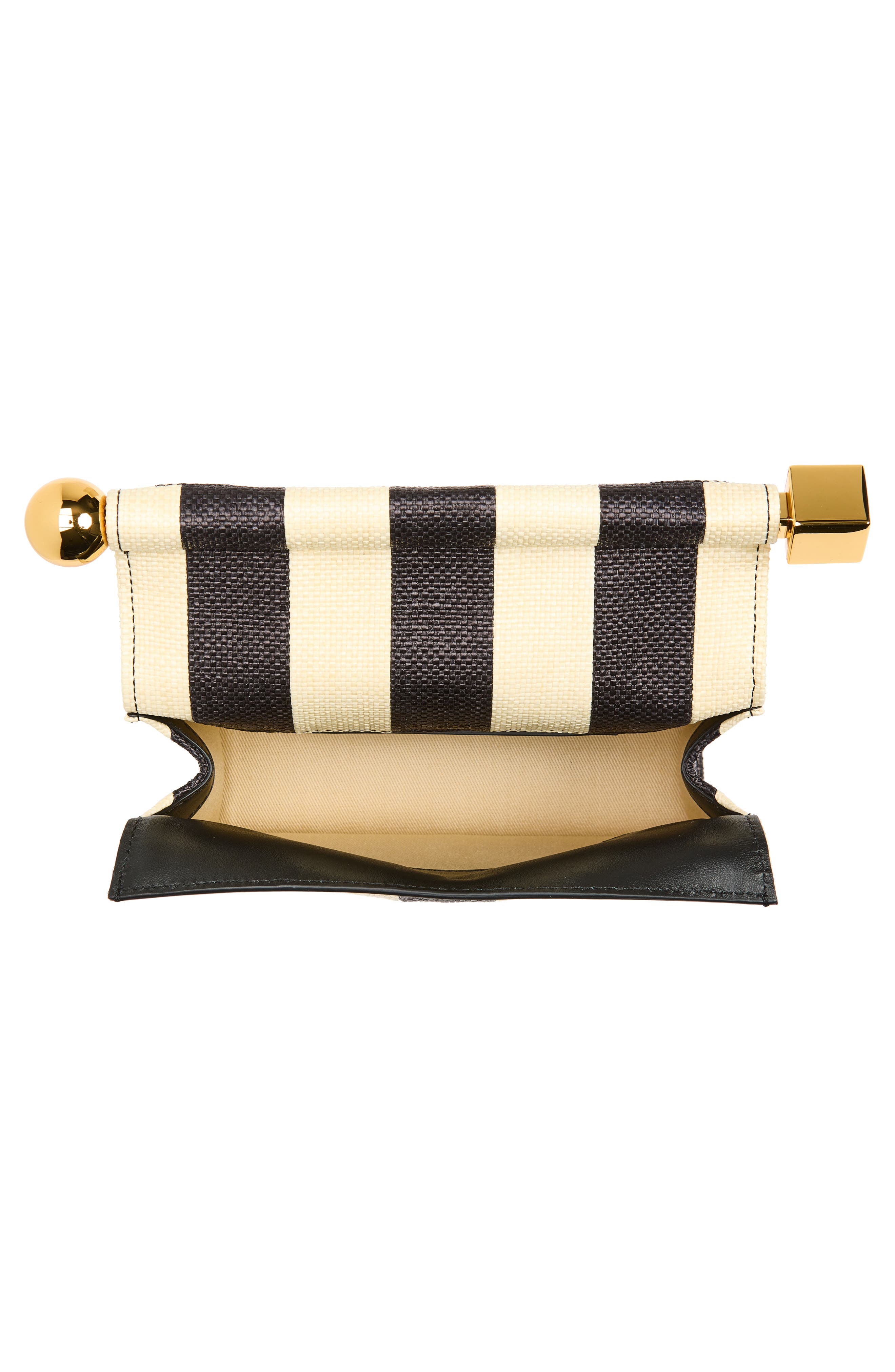 Jacquemus La Petite Pochette Rond Carré Nylon Clutch, Alternate, color, Natural / Black 1Fy