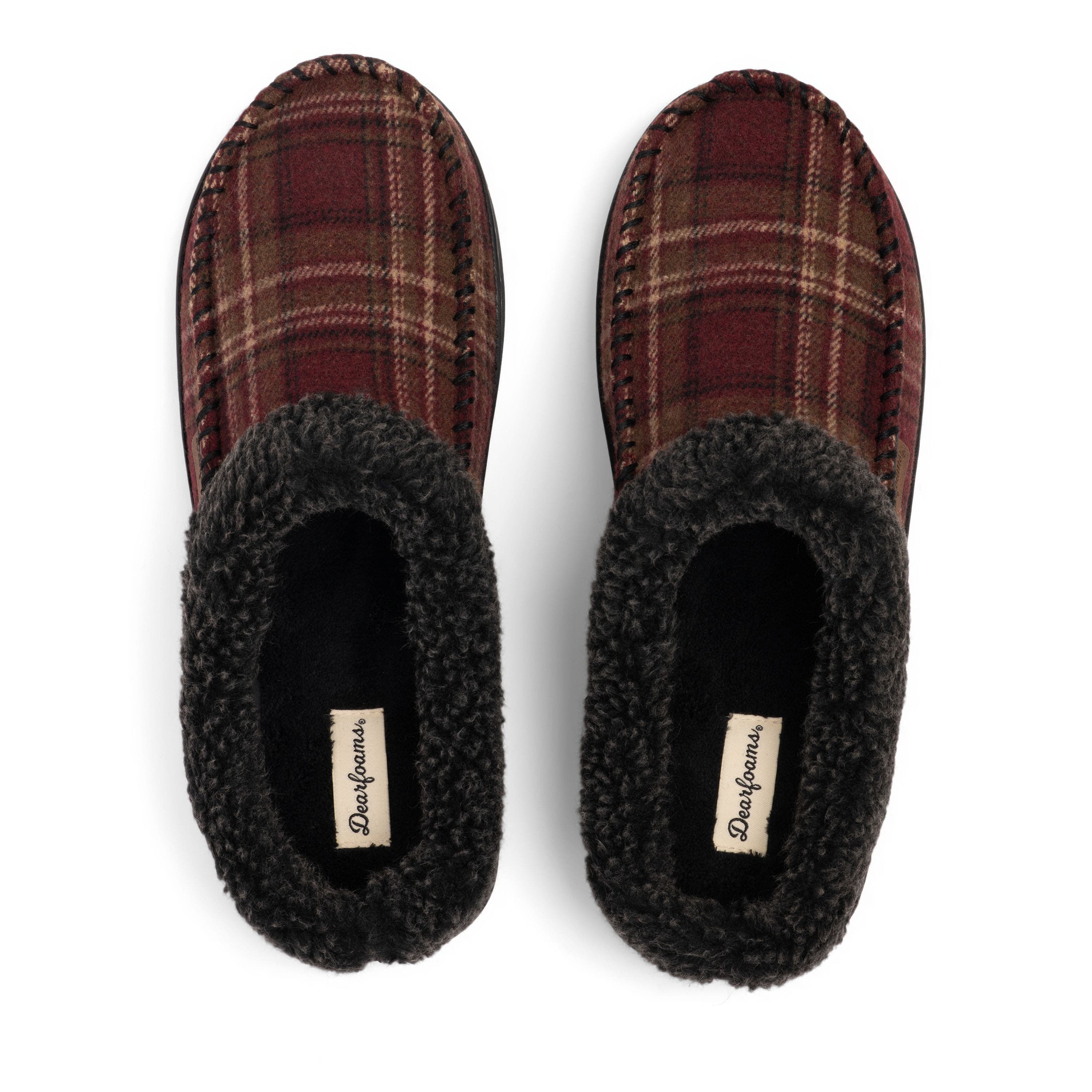 Microsuede Clog Slippers, Alternate, color, RED PLAID