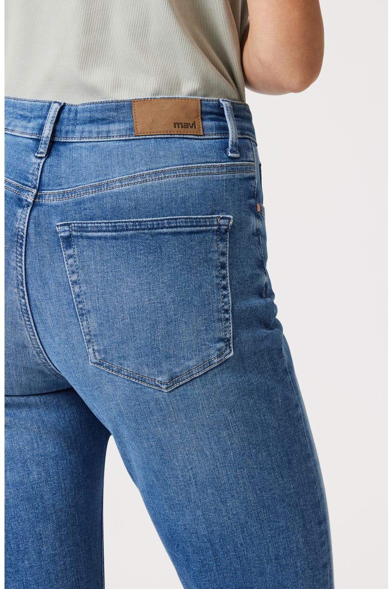 New York Raw Hem High Waist Straight Leg Jeans, Alternate, color, MID BLUE FLEX BLUE
