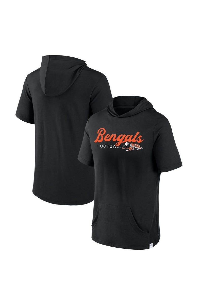 FANATICS Men's Fanatics Branded Black Cincinnati Bengals Offensive Strategy Short Sleeve Pullover Hoodie, Main, color, 