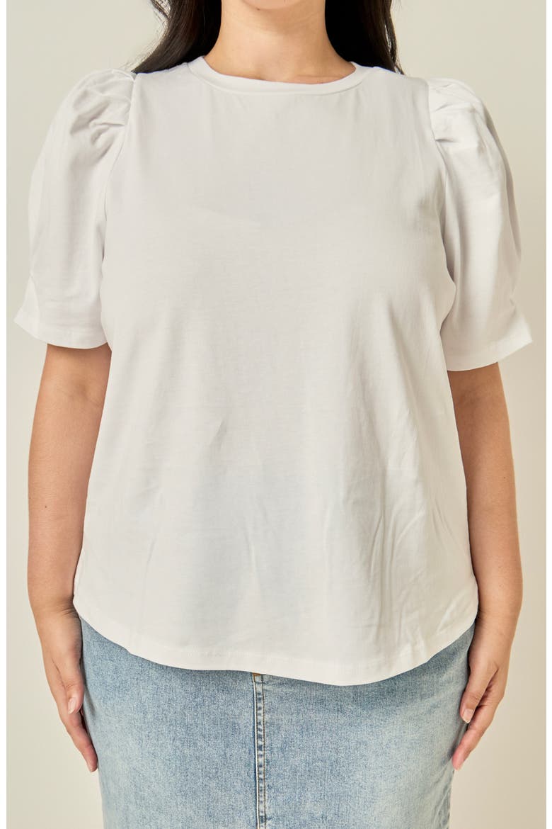 Puff Sleeve Cotton Top, Alternate, color, WHITE