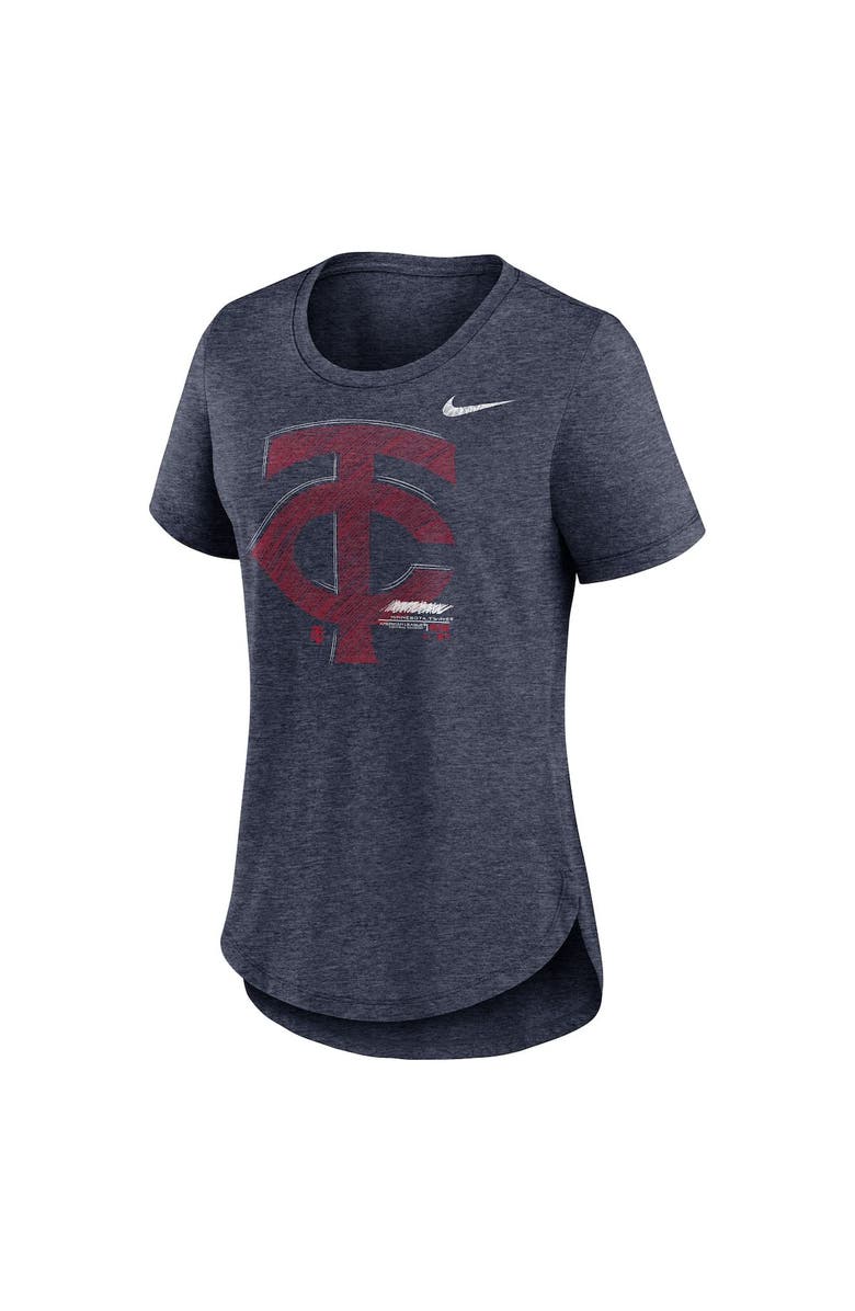 Nike Women's Nike Heather Navy Minnesota Twins Touch Tri-Blend T-Shirt, Alternate, color, 