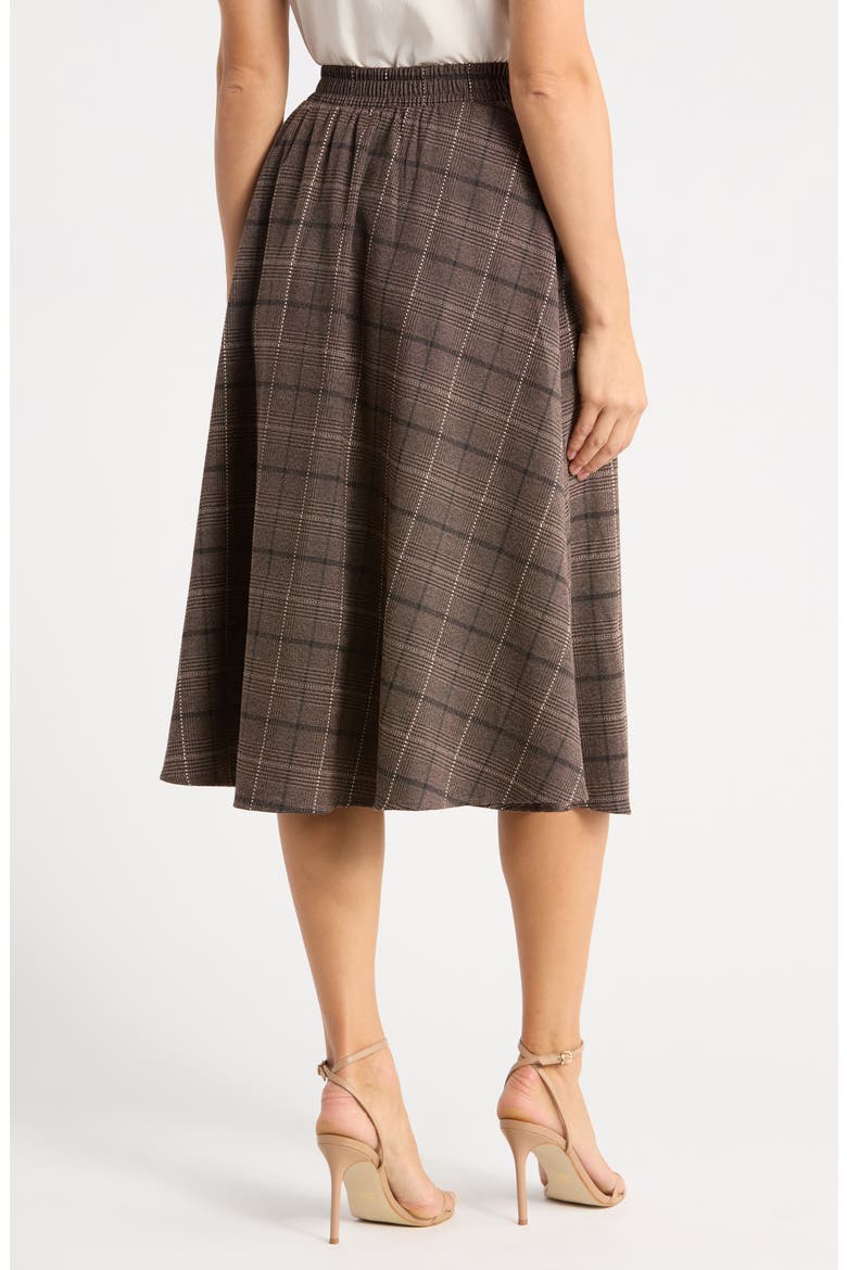 Plaid Midi Skirt, Alternate, color, BROWN MULTI