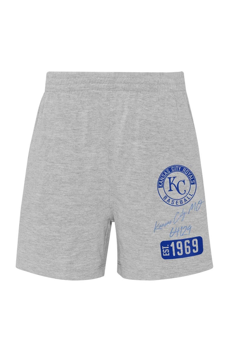 Outerstuff Infant Light Blue/Heather Gray Kansas City Royals Ground Out Baller Raglan T-Shirt and Shorts Set, Alternate, color, Light Blue