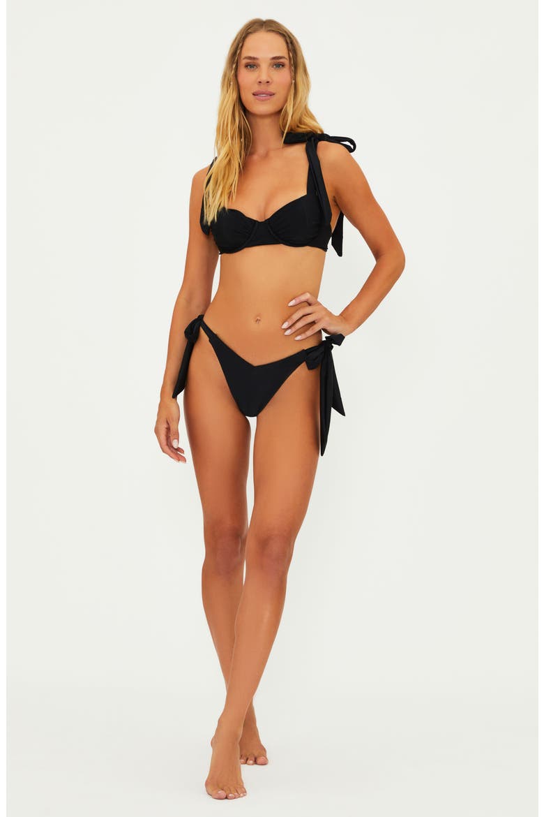 Delilah Tie Strap Swim Top, Alternate, color, BLACK