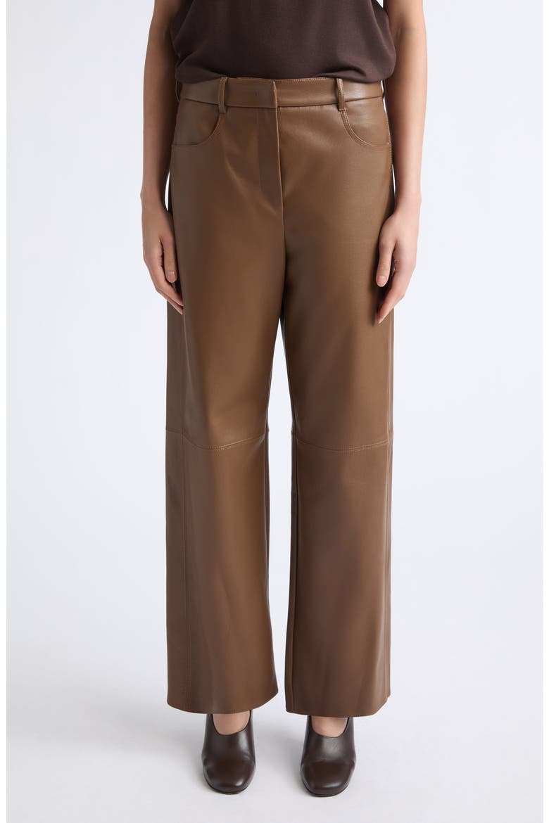 Sospiro Straight Leg Faux Leather Pants, Main, color, BROWN