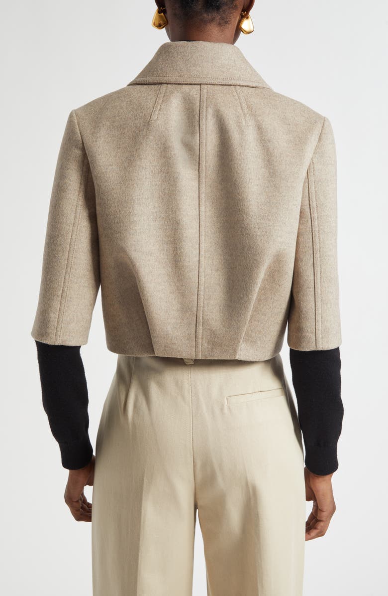 Bottega Veneta Wool & Cashmere Crop Jacket, Alternate, color, 2783 Sandshell Melange