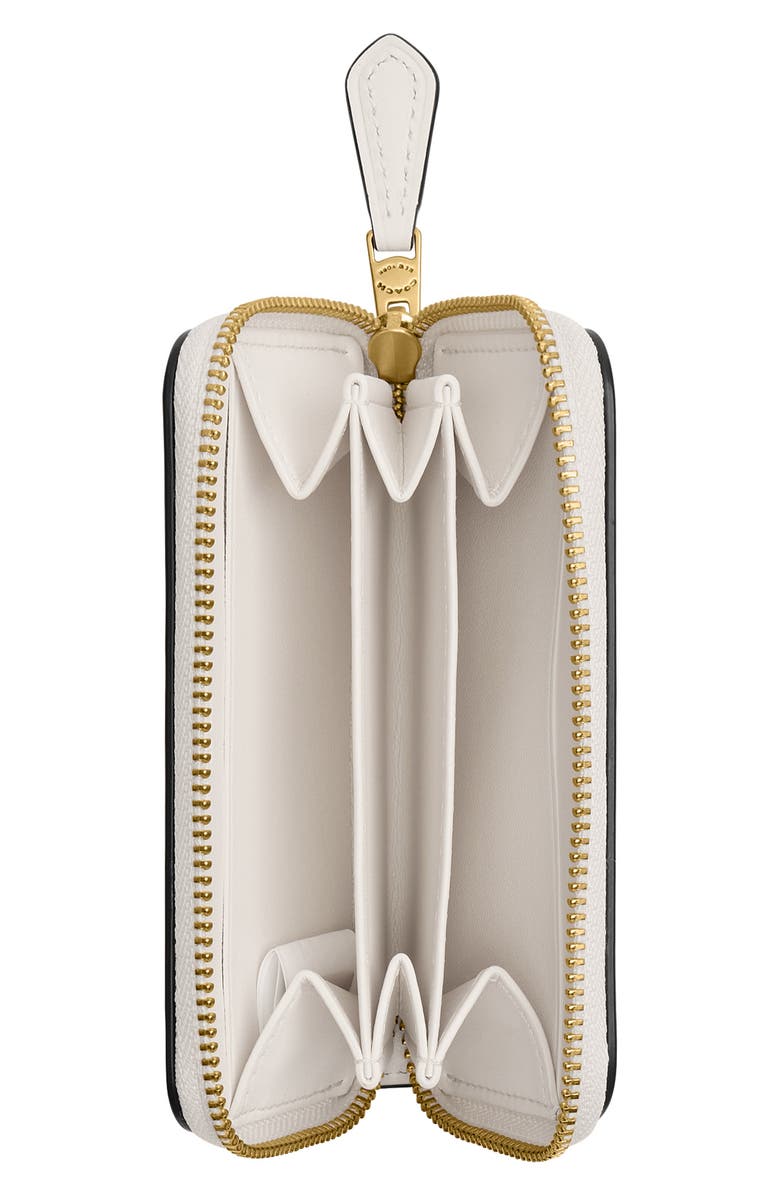 COACH Essential Refined Leather Zip Around Card Holder, Alternate, color, Chalk Multi