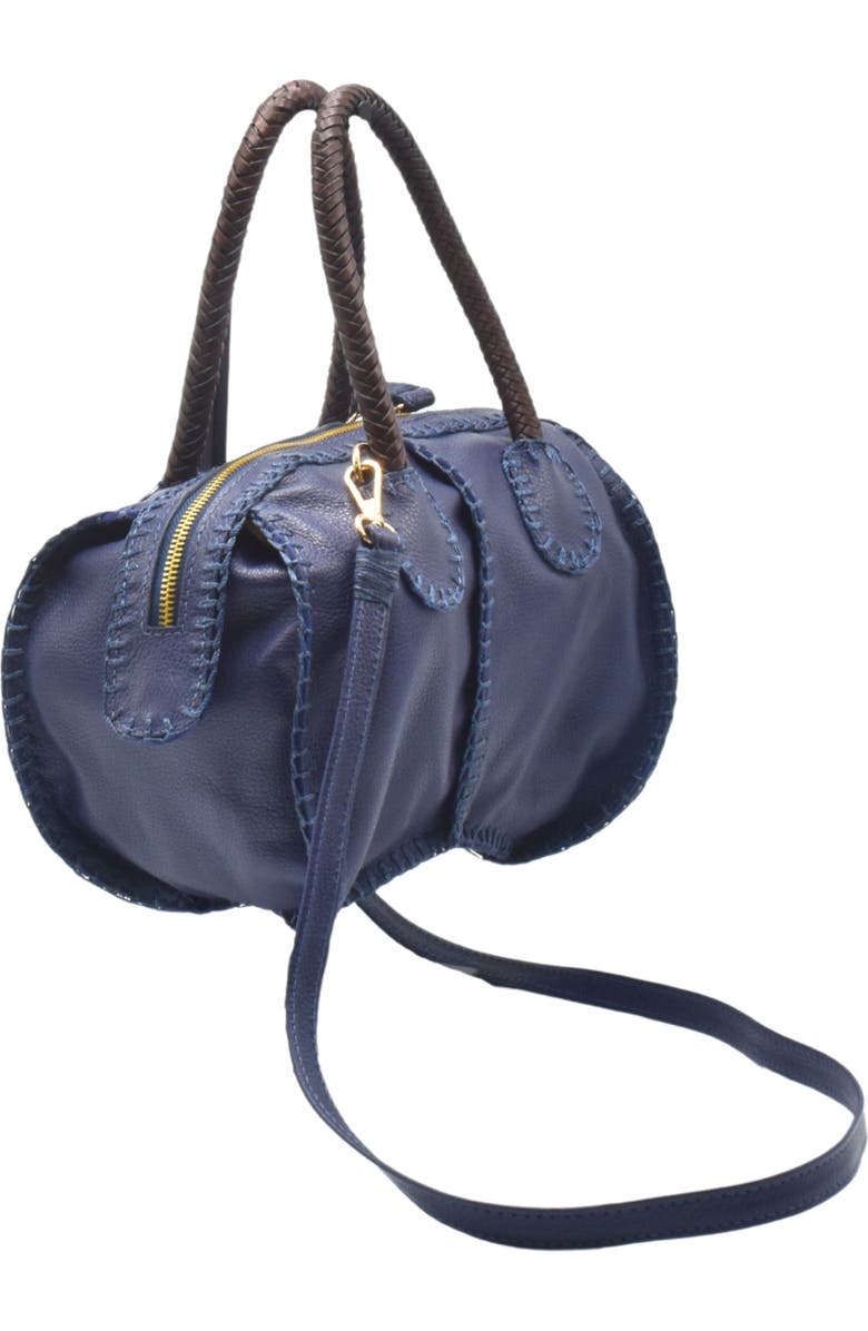 Carlos Falchi Mini Barrel Leather Bag CF278, Alternate, color, Navy