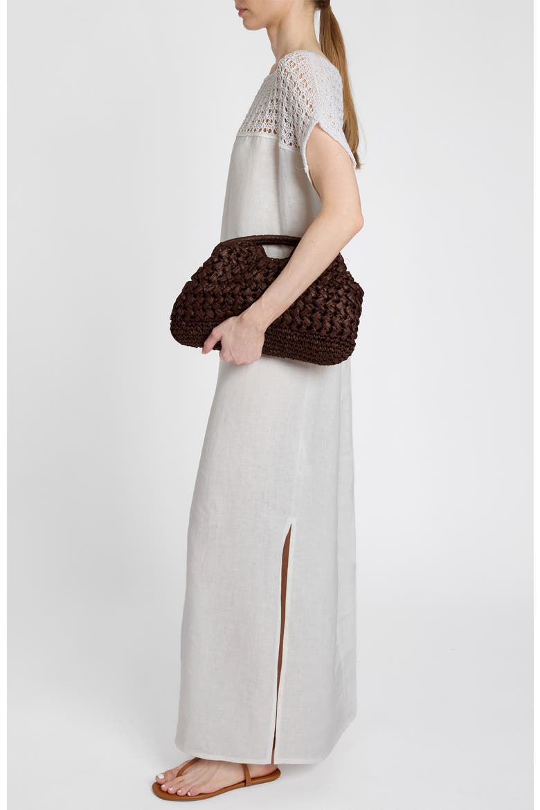 Harmony Crocheted Cap Sleeve Linen Maxi Dress, Alternate, color, Ivory