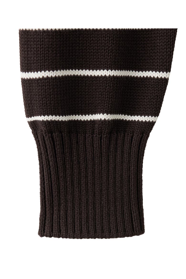 Striped Cotton Half Zip Sweater, Alternate, color, BROWN