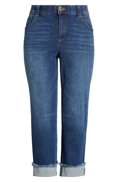 Wit & Wisdom High Waist Frayed Cuff Hem Straight Leg Jeans In Blue