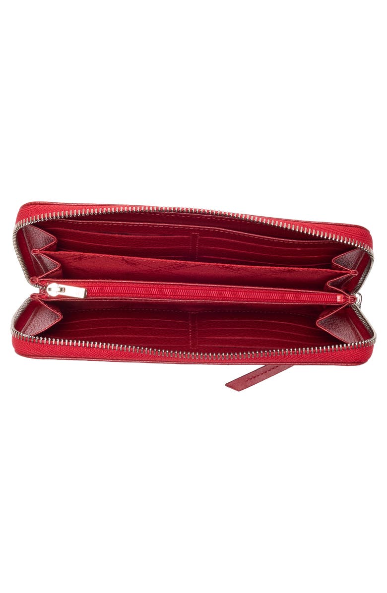 Longchamp Zip Around Leather Wallet, Alternate, color, Vermillion
