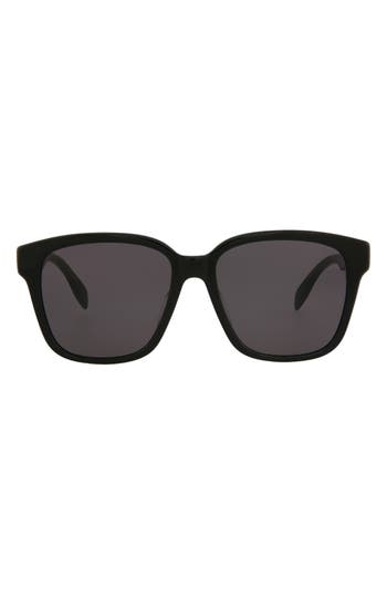 Alexander Mcqueen Mcqueen 56mm Square Sunglasses In Black Black Grey