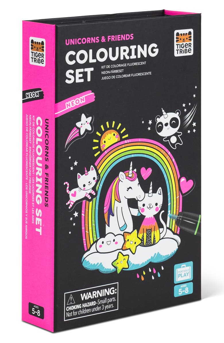 TIGER TRIBE Unicorns & Friends Coloring Set, Alternate, color, Black Multi