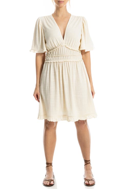 V-Neck Flutter Sleeve Short Dress
