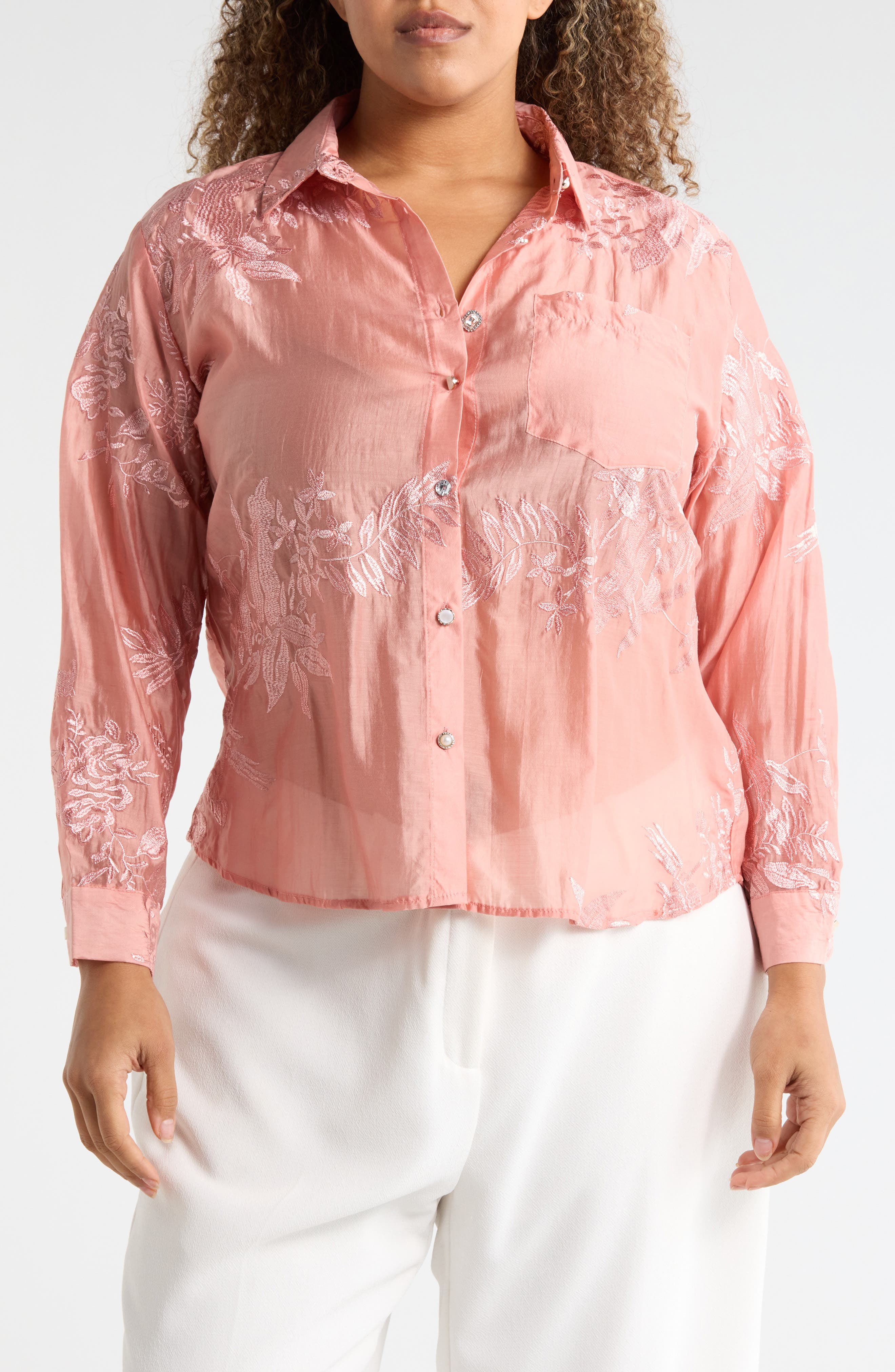 Embroidered Button-Up Shirt - image 3