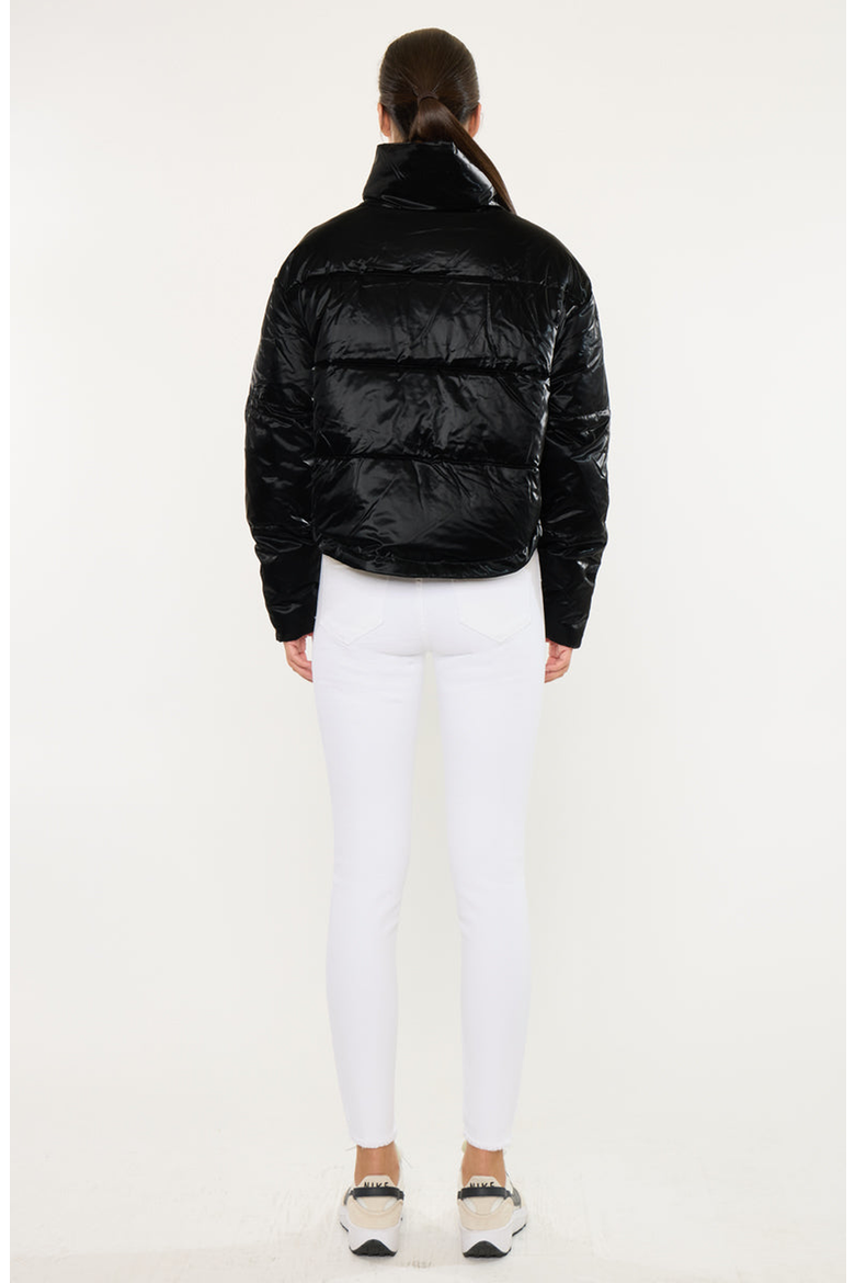 Lux Cropped Puffer Jacket, Alternate, color, Black
