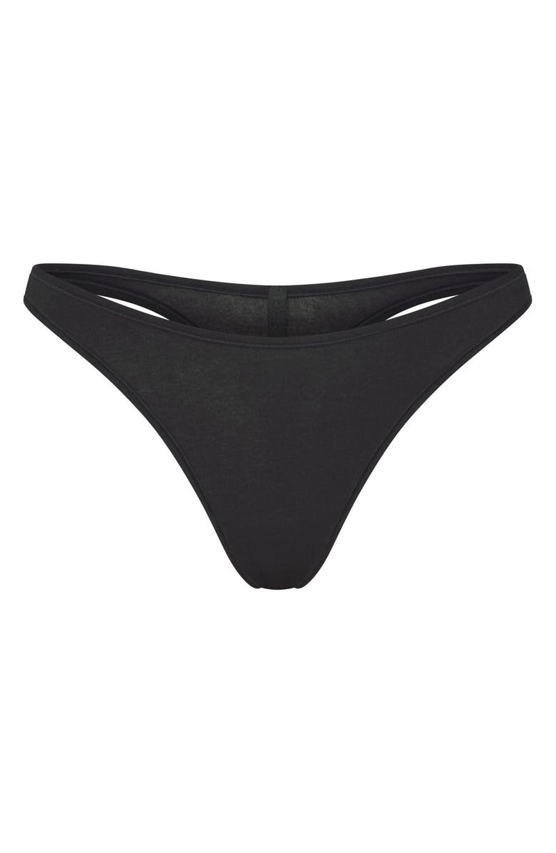 SKIMS Everyday Cotton Thong, Alternate, color, Onyx