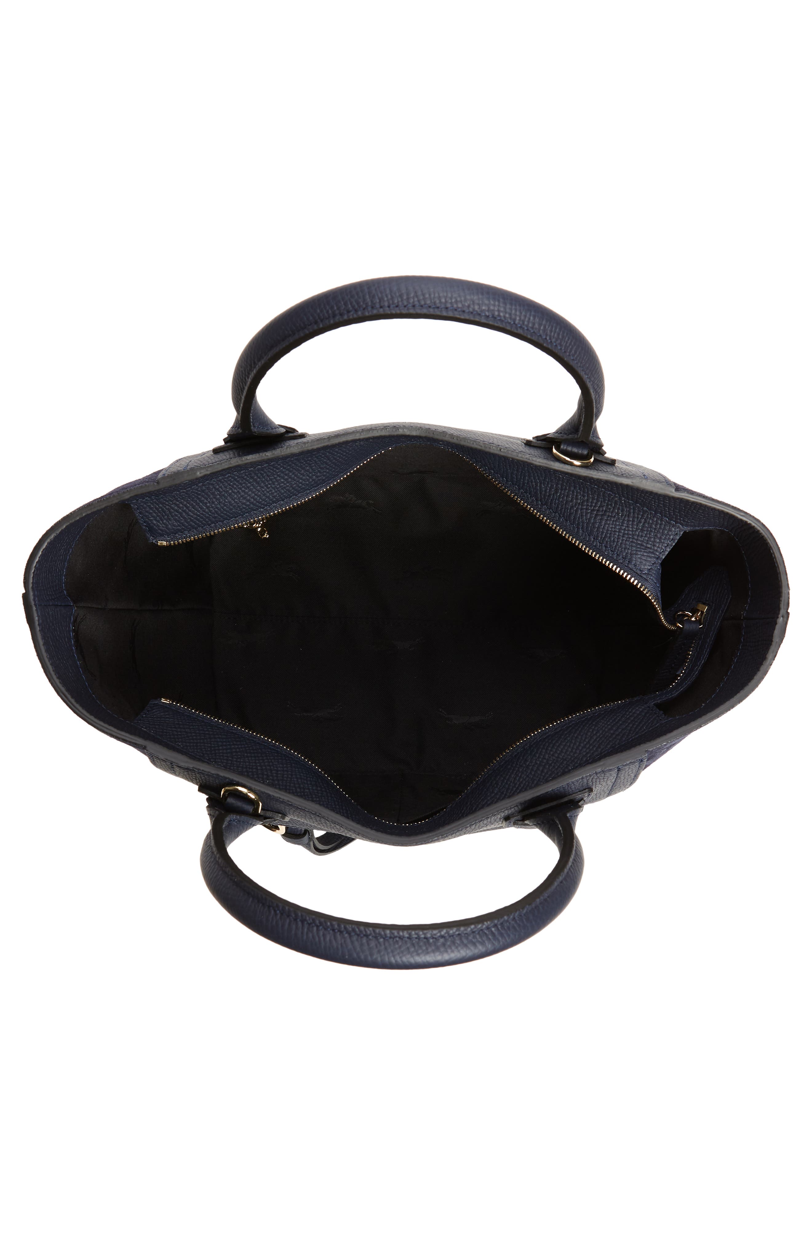 Longchamp Medium Mailbox Suede & Leather Top Handle Bag, Alternate, color, Navy