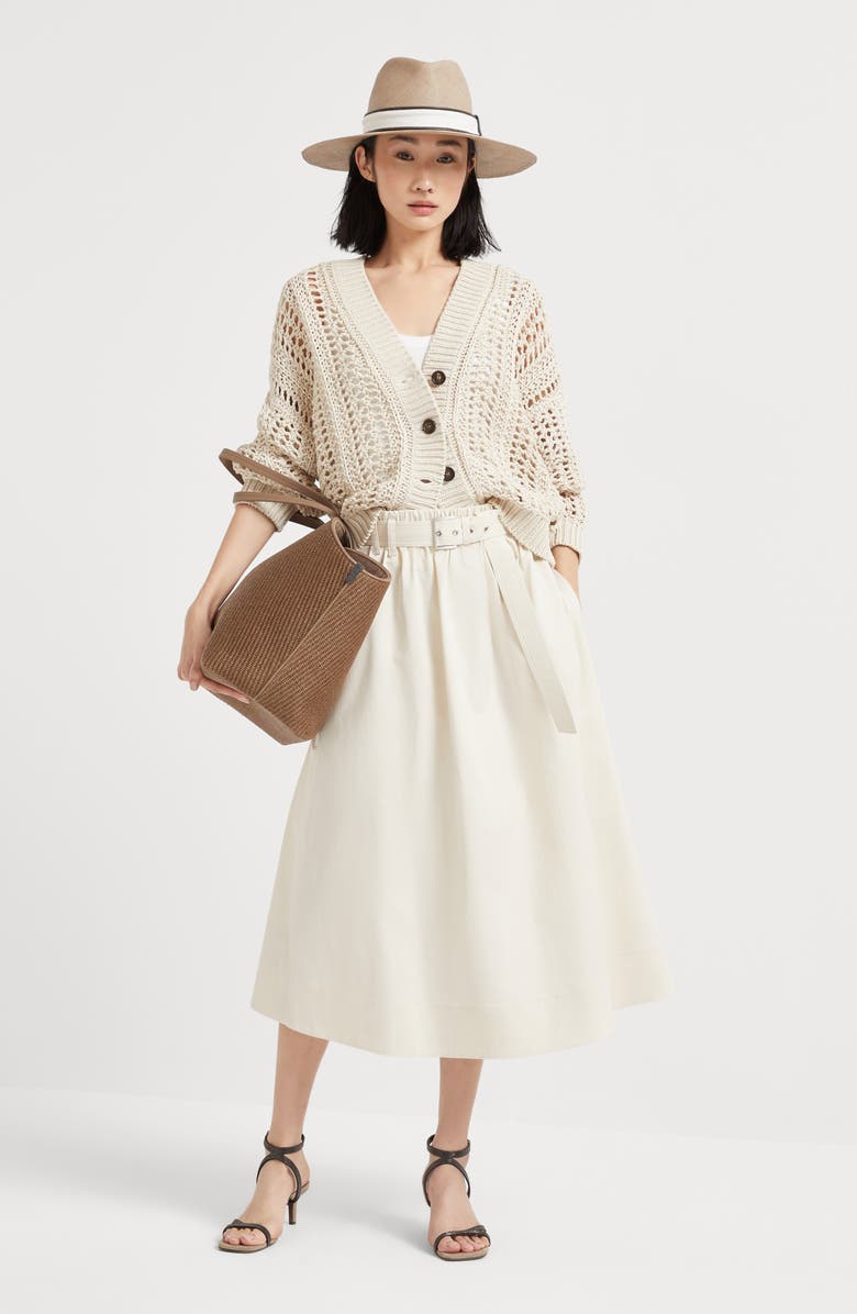 Brunello Cucinelli Ribbed Net cardigan, Alternate, color, 