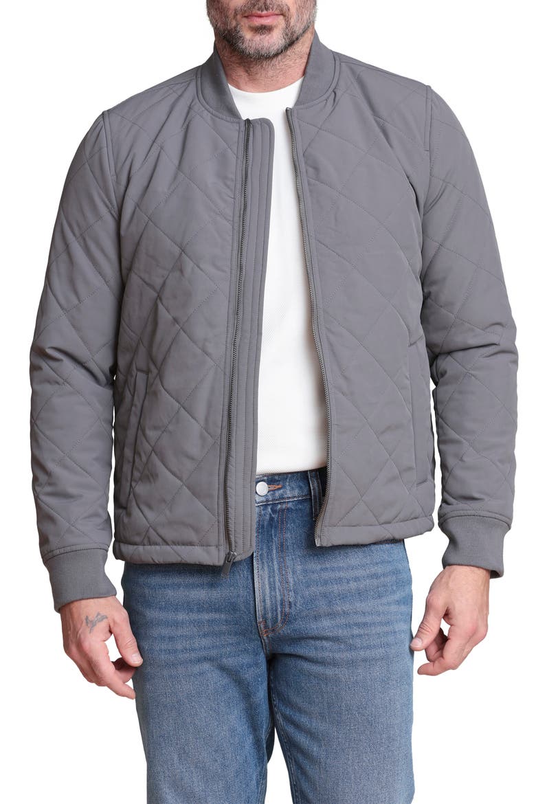 Quilted Bomber Jacket, Main, color, CHARCOAL