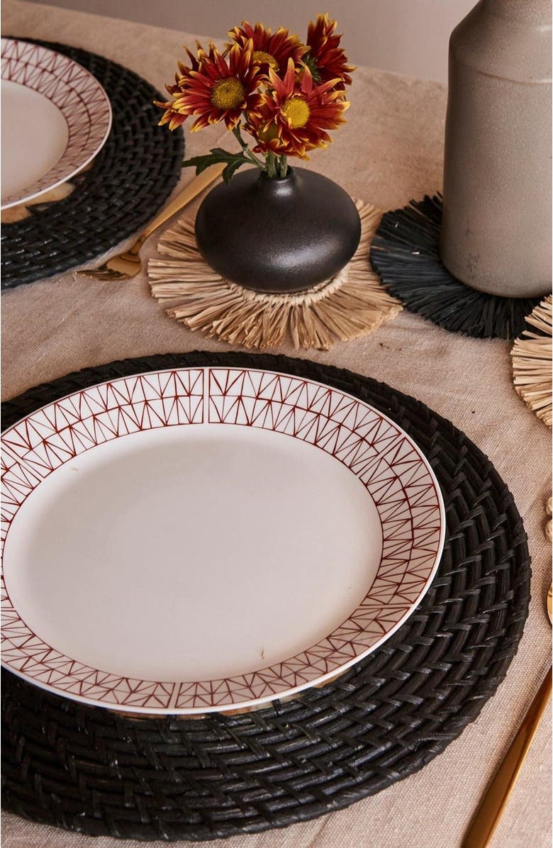 Kubo Capiz Shell Placemats With Black Rattan - Set of 2, Alternate, color, Black Rattan