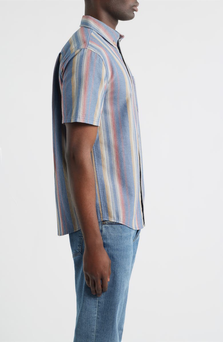 Pendleton Bayside Stripe Short Sleeve Cotton Button-Down Shirt, Alternate, color, Blue Multi Stripe