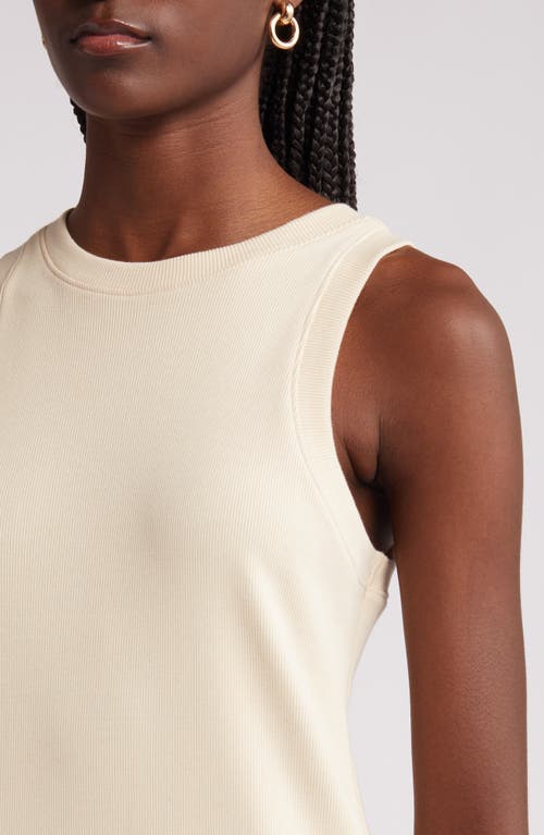 Nordstrom Stretch Cotton Ribbed Tank Dress In Brown