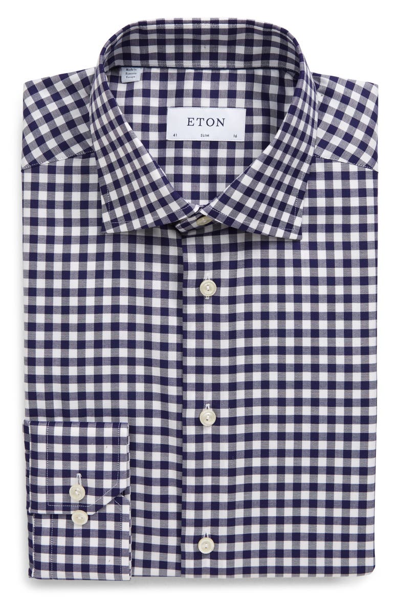 Slim Fit Check Dress Shirt, Main, color, BLUE