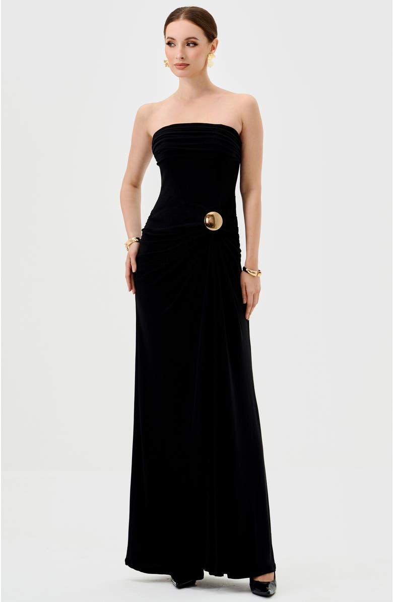 Bariano Keria Off Shoulder Midaxi, Main, color, Black