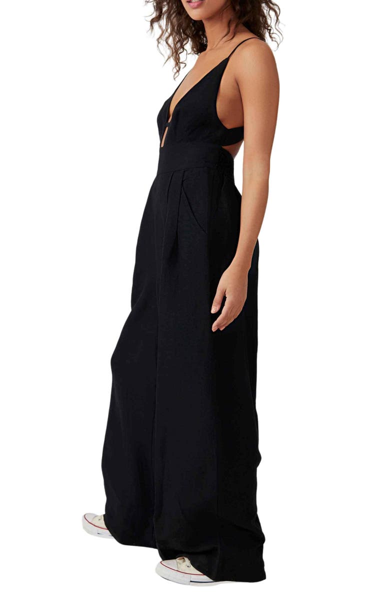 Free People Emma Linen Blend Wide Leg Jumpsuit, Alternate, color, 