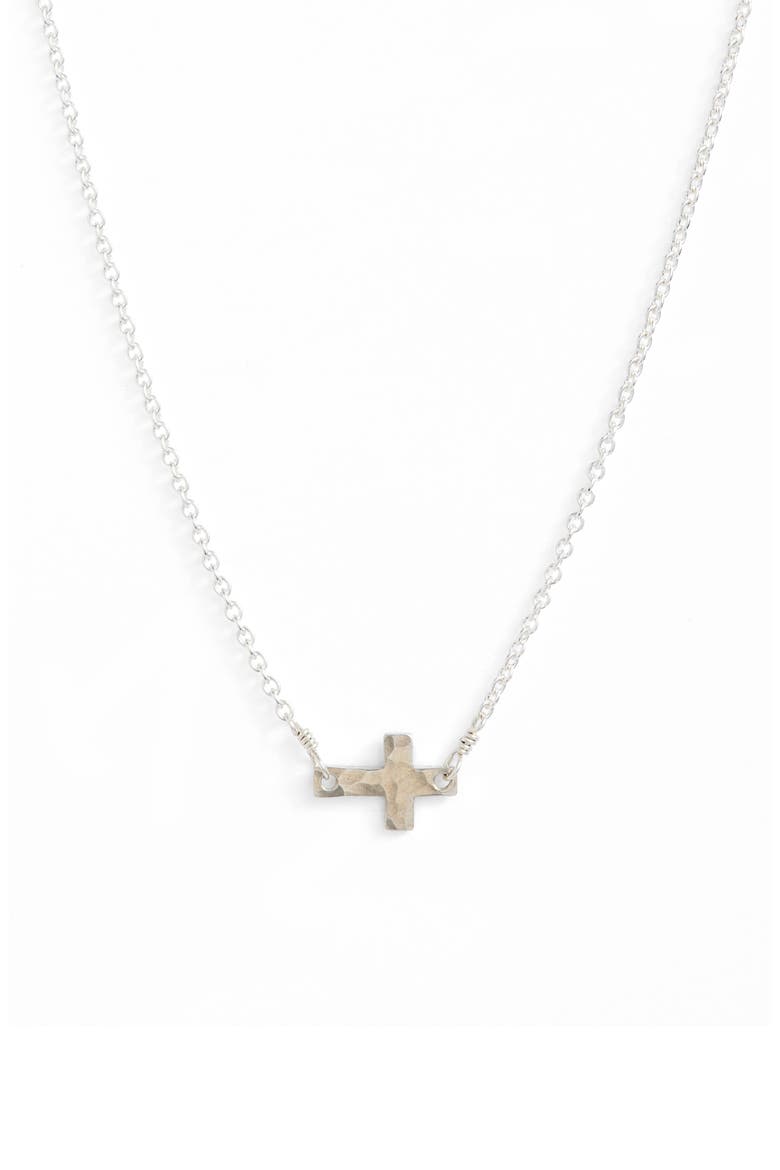Side Cross Pendant Necklace, Main, color, SILVER
