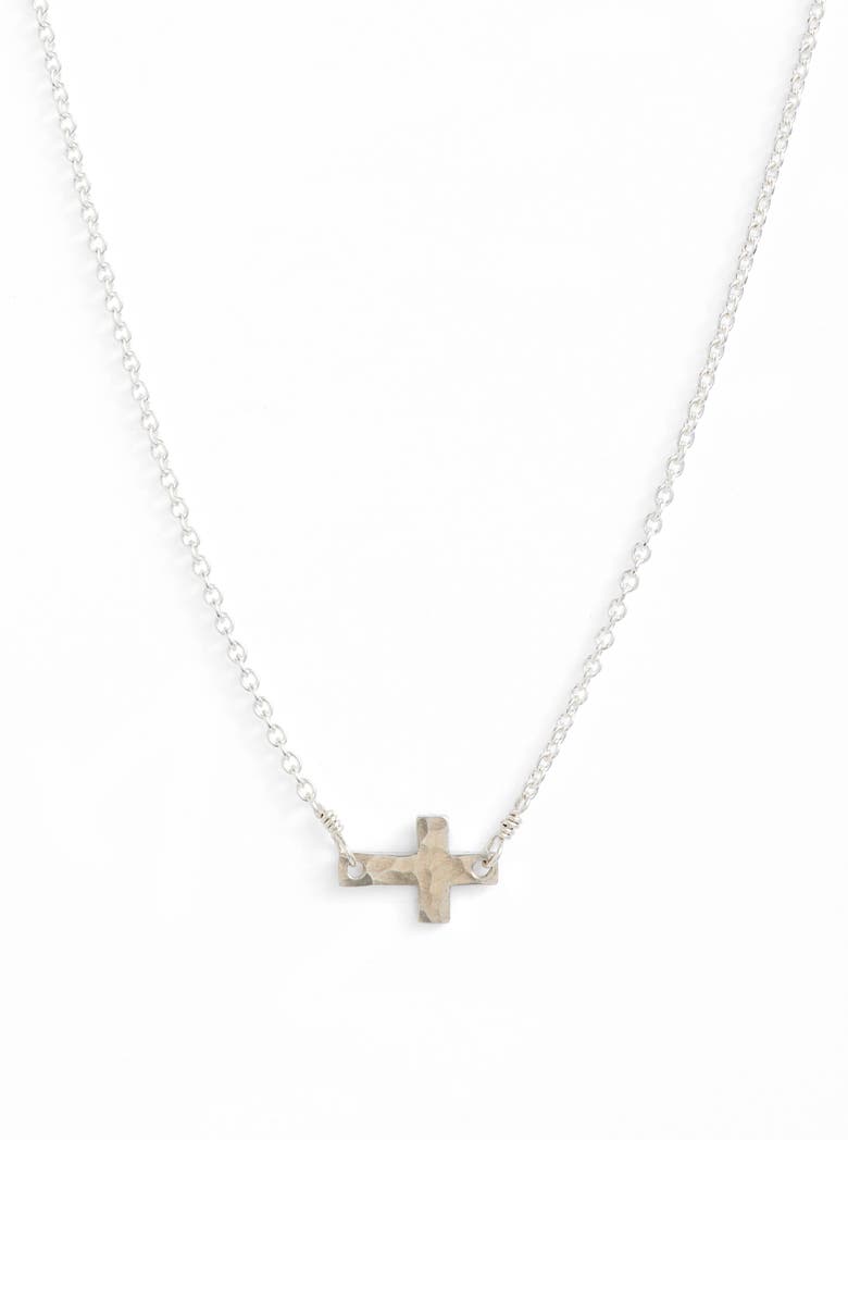 Nashelle Side Cross Pendant Necklace, Main, color, 