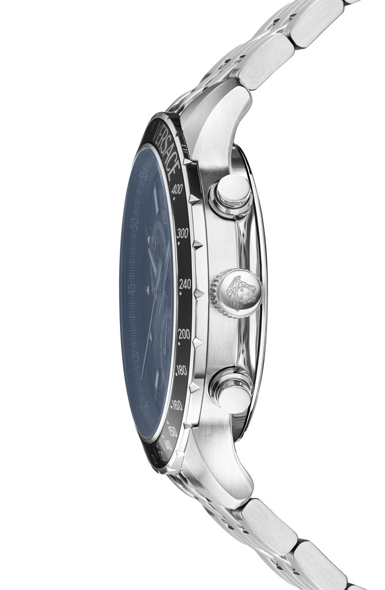 Versace Sport Chronograph Bracelet Watch, 44mm, Alternate, color, Silver/ Blue/ Black