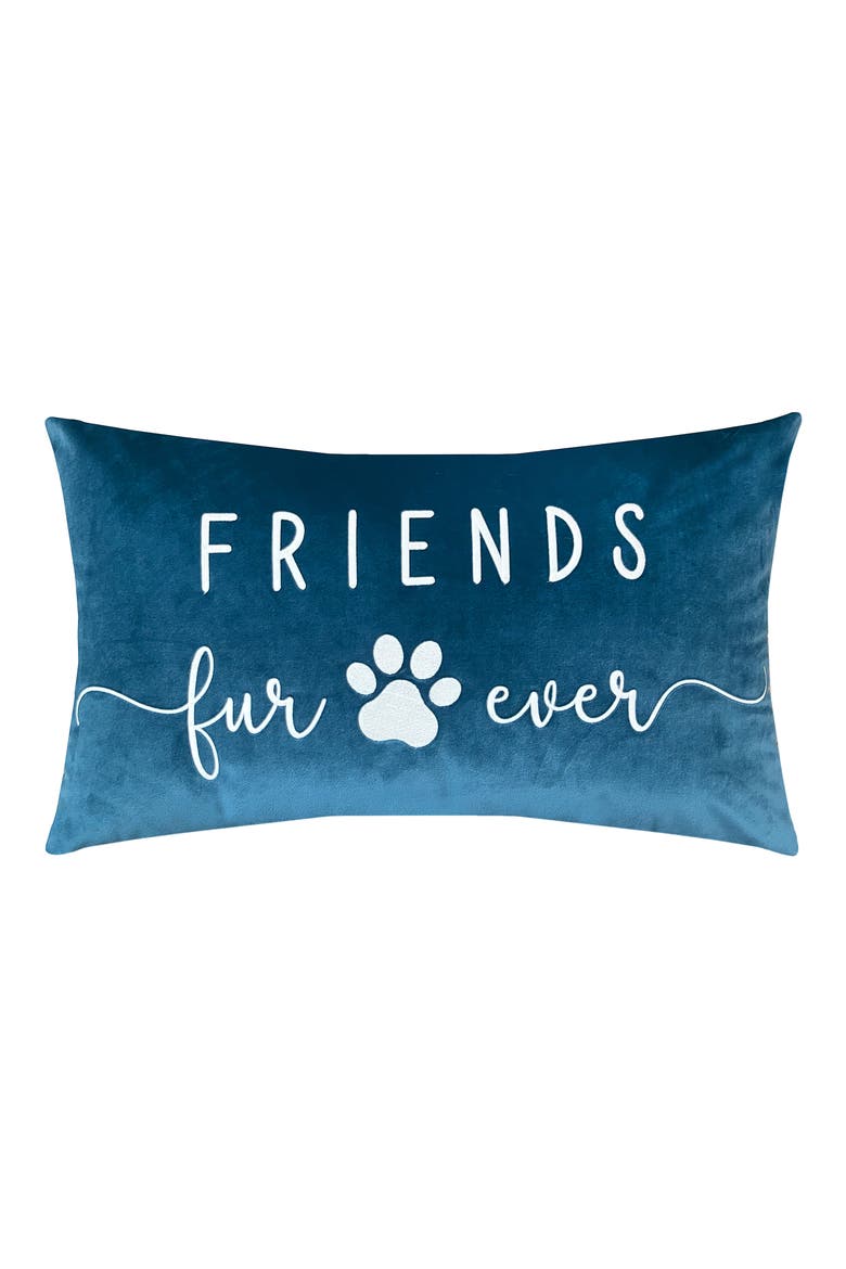 Friends Fur Ever Embroidered Accent Pillow, Main, color, BLUE