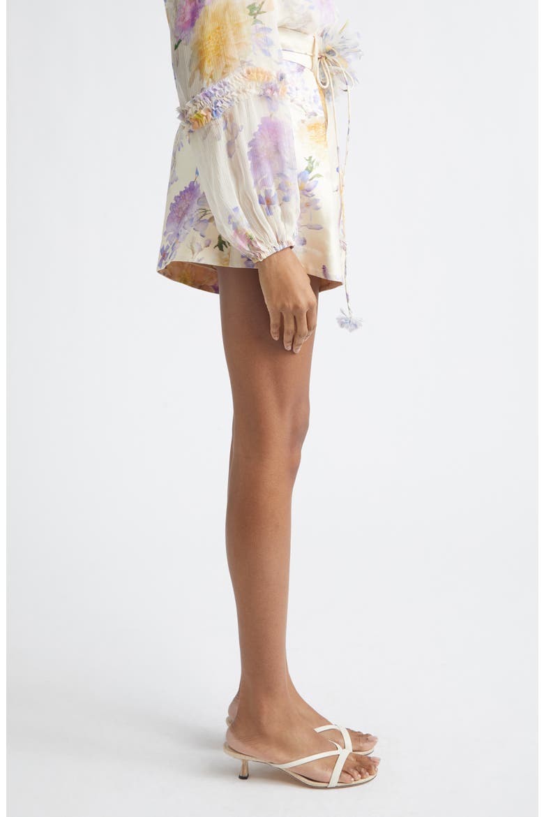 Luna Tuck Silk & Cotton Shorts, Alternate, color, CREAM DAHLIA