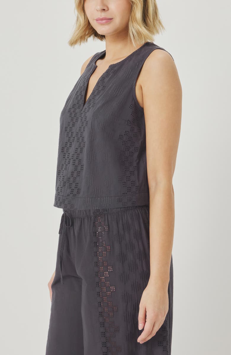 Splendid Kenzie Geo Eyelet Crop Tank, Alternate, color, Lead Grey