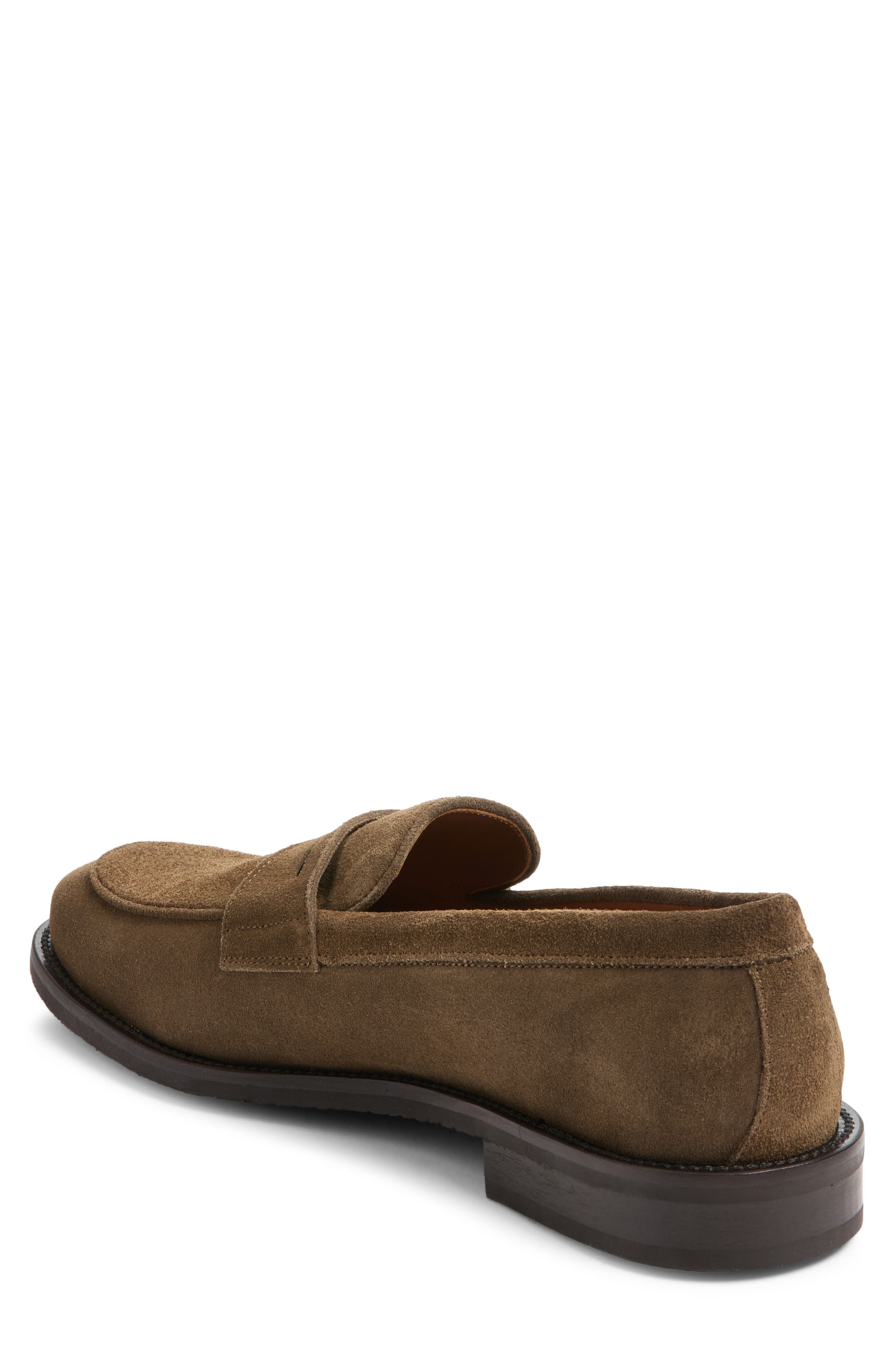 Como Suede Penny Loafer, Alternate, color, DARK OLIVE