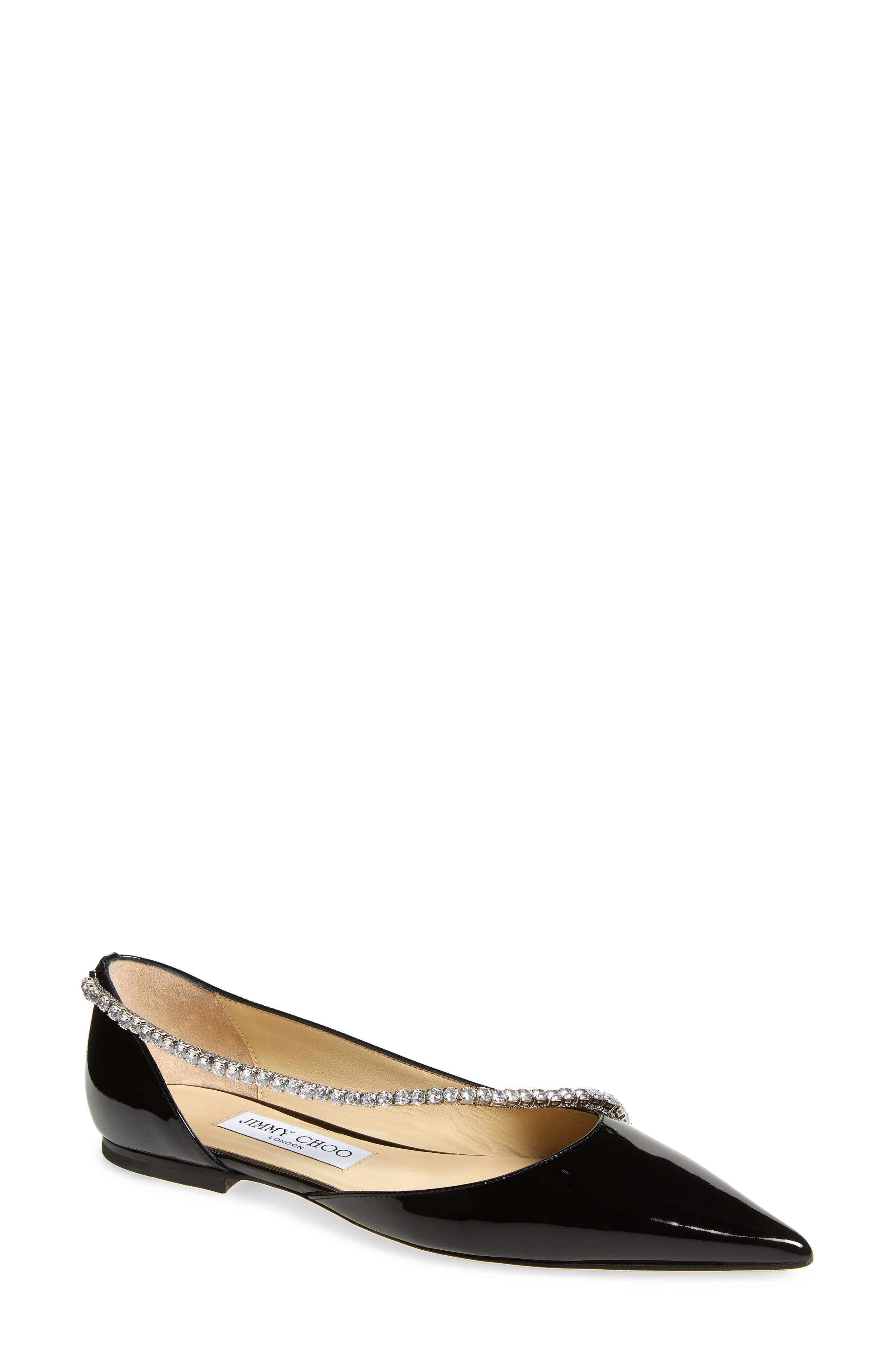 Jimmy Choo Trude Embellished Patent Flat, Main, color, 