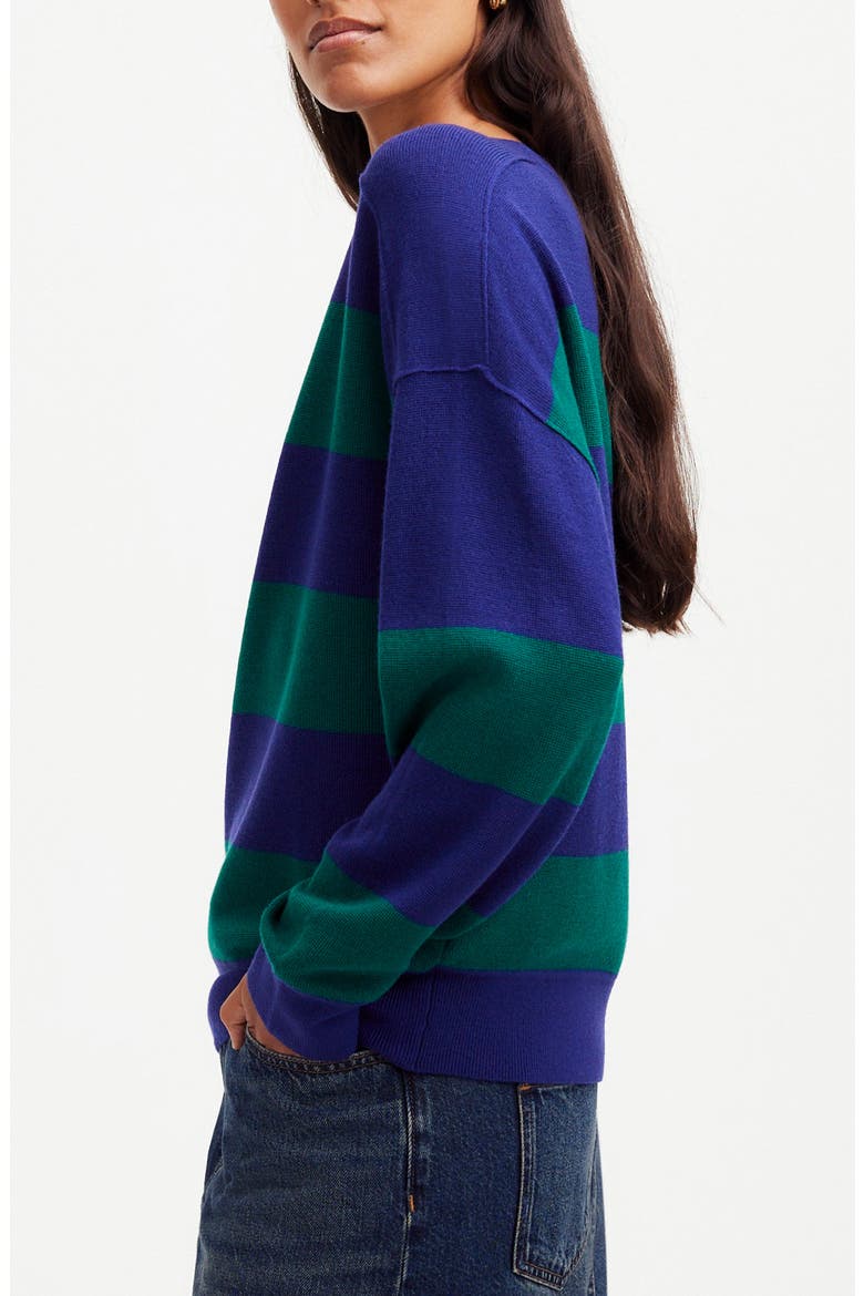 Stripe Merino Wool Pullover Sweater, Alternate, color, COBALT GREEN COMBO