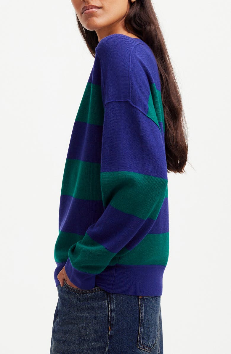 Madewell Stripe Merino Wool Pullover Sweater, Alternate, color, Cobalt Green Combo