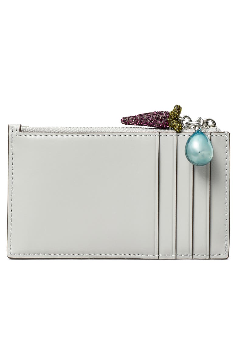 Tory Burch Kira Diamond Quilt Charm Zip Wallet, Alternate, color, Grey
