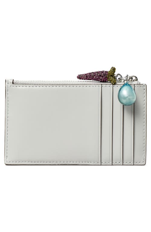 Tory Burch Kira Diamond Quilt Charm Zip Wallet In Gray
