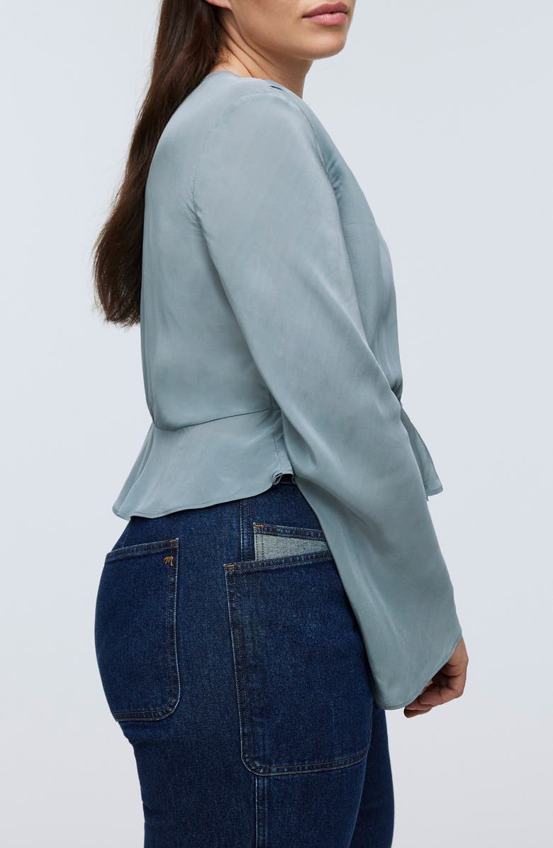 Madewell Bell Sleeve Wrap Top, Alternate, color,