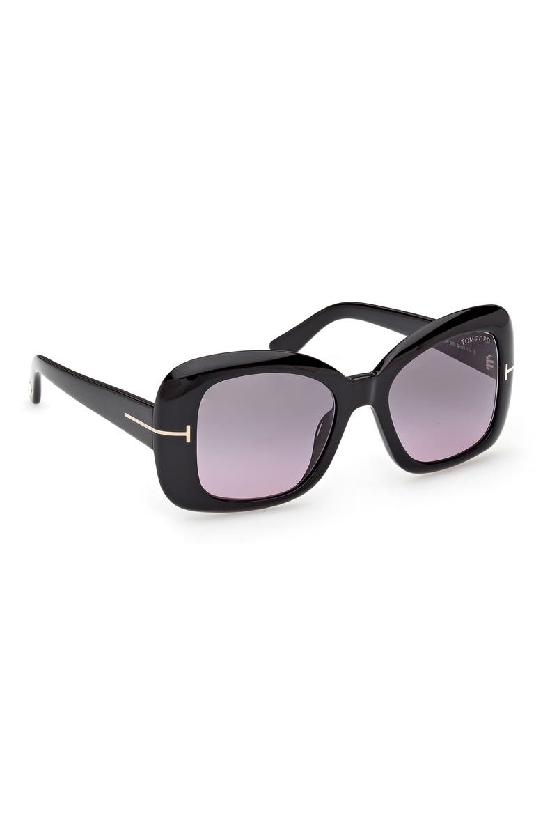 52mm Gradient Square Sunglasses, Alternate, color, SHINY BLACK / SMOKE PURPLE