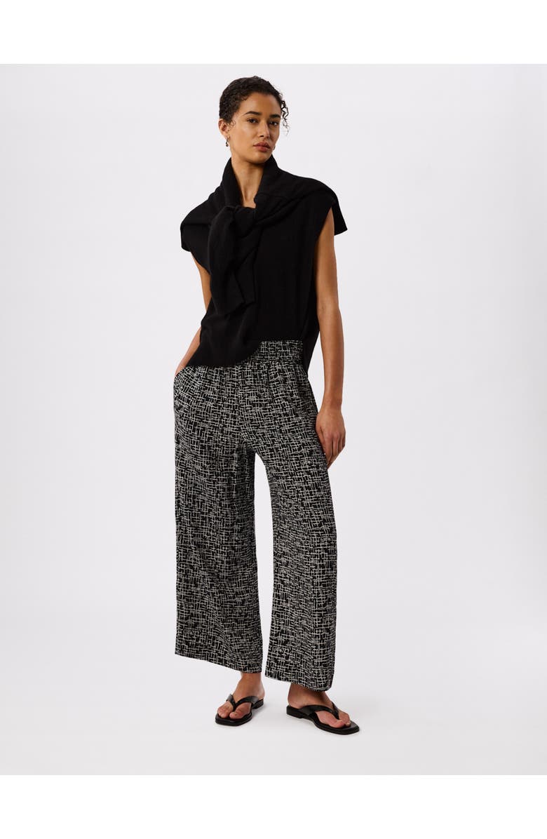 Whistles Woven Grid Crop Trouser, Alternate, color, Black/Multi